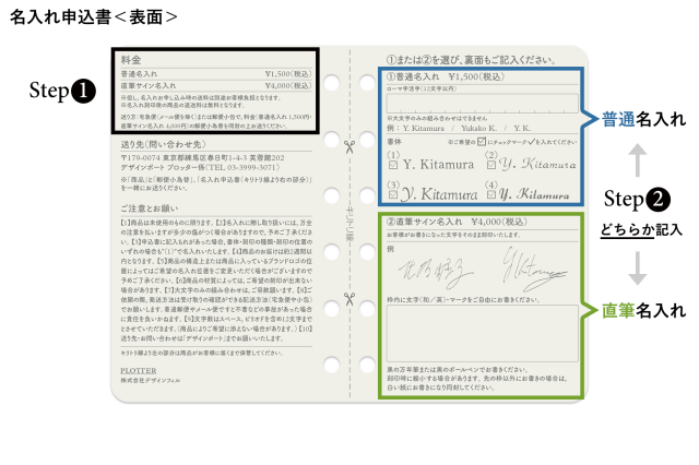 名入れ申込みのステップ紹介1